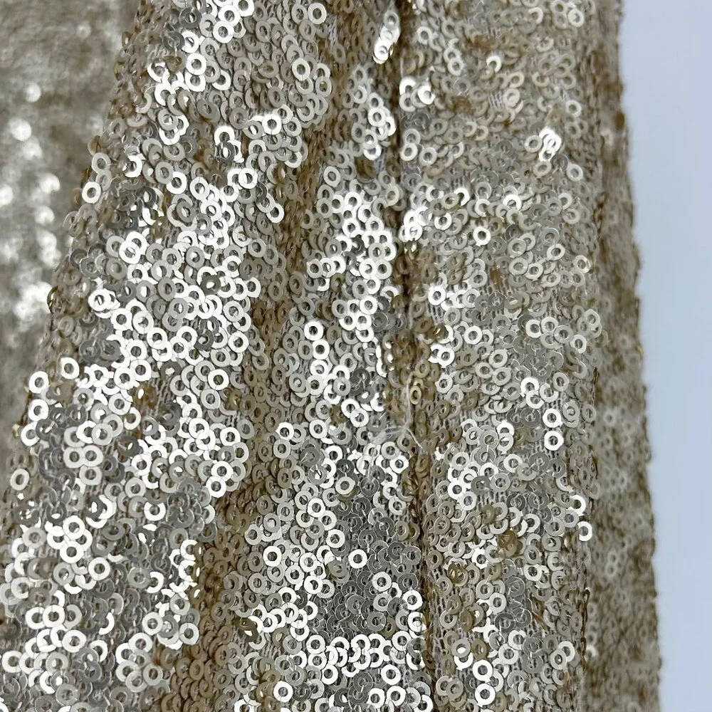 NWT Theia Bridesmaids Gigi Matte Gold Sequins Gown